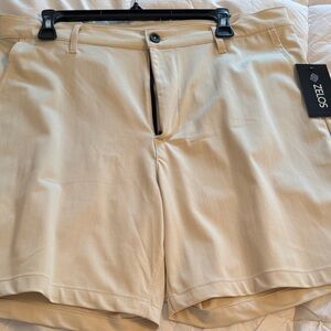 ZELOS Men's Beige Flat Front Shorts size 36- new